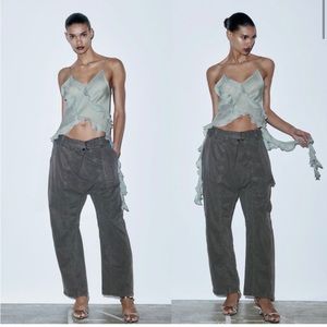 Zara Semi-Sheer Ruffles Tank Blouse